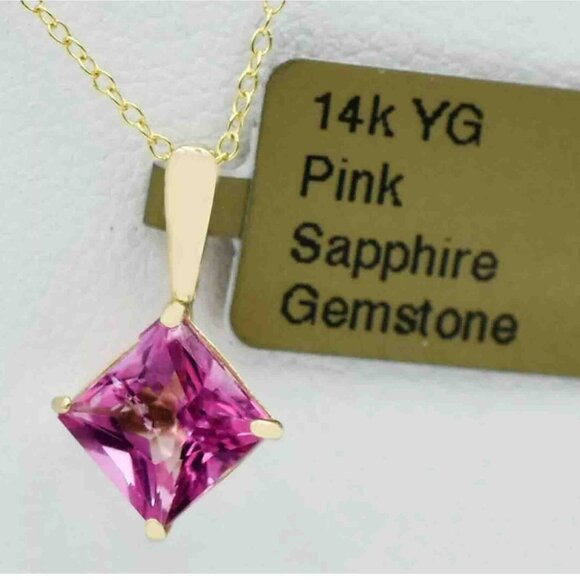 Genuine 1.24 Cts Pink Sapphire Pendant 14k Gold